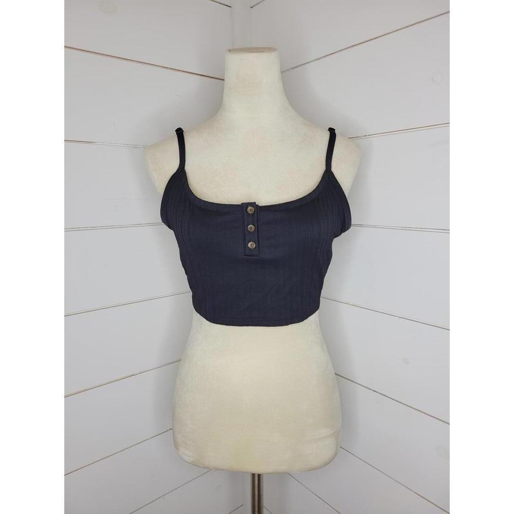 Aerie large black scoop ribbed sports bra
